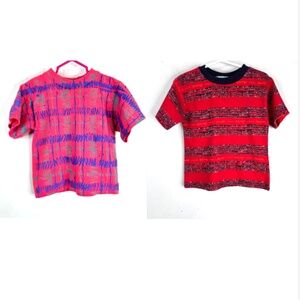 VTG 90s Boys Shirt Set of 2 Size 4T Sprockets PCH Puff Paint AOP USA Made Retro